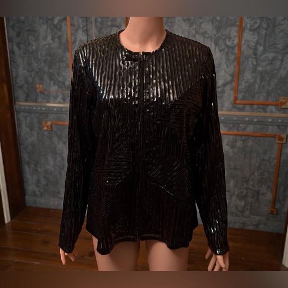 Laura Ashley Jackets & Blazers - NWT Laura Ashley Women’s Full Zipper Jet Black Polyester Textured Sz M Jacket